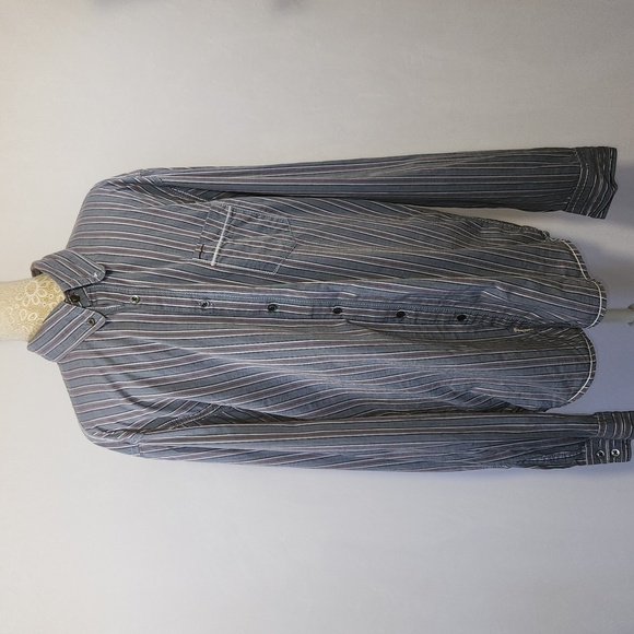 Hugo Boss Men's Grey Striped Long Sleeve Chest Pocket Button Down My Shirt XL - Picture 1 of 16
